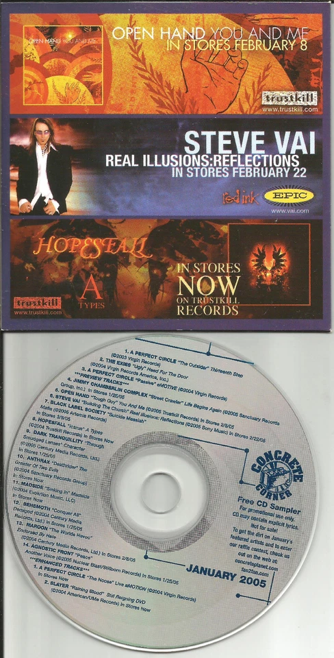 PROMO CD PERFECT CIRCLE Steve Vai SLAYER Agnostic Front ANTHRAX Dark tranquility Foto 1 de 1