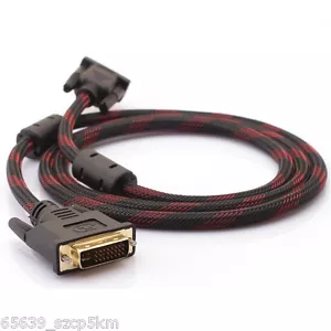 Cable de monitor de video para PC macho de 5 pies/1,5 m DVI-I de doble enlace (24+5) macho a VGA - Imagen 1 de 6