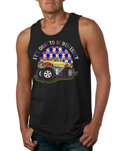 Its Okay to Be Different | Truck Autism Awarness Mens Tank Top - Picture 1 of 9