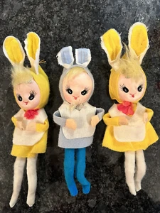 Lote de colección Muñeca Conejo de Pascua Niña Conejo Estilo Japón Fieltro Posable Rodilla - Imagen 1 de 2