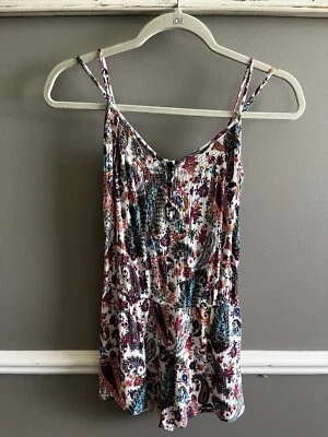 Pantalones Cortos Mameluco Pequeño American Eagle Tank Jumper Boho Paisley Tirantes Foto 1 de 4