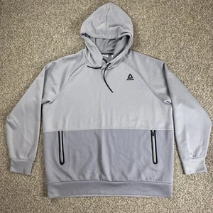 REEBOK Hooded Sweatshirt Mens 3XL Gray Velocity Textured Zip Pockets Pullover - Picture 1 of 16