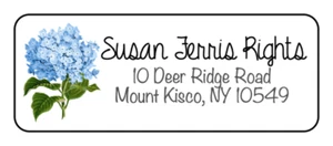 120pcs Personalized Return/Mailing Address labels - 1" x 2.625" - Blue Hydrangea - Picture 1 of 1