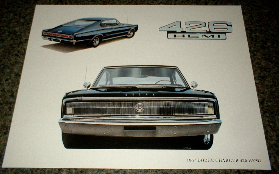 1967 Dodge Charger 426 Hemi Mopar Art 66 67 383 440 Picture - Image 1 of 1