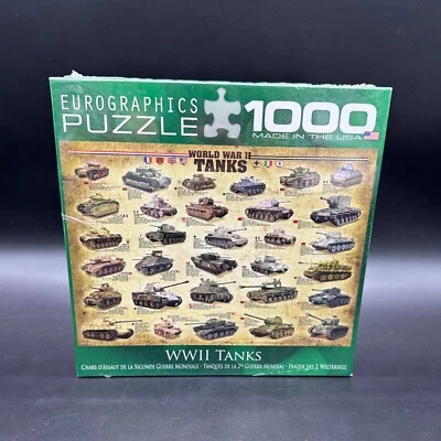 1000 Piece Jigsaw Puzzle World War II Tanks Eurographics USA Military New in Box - Image 1 of 4