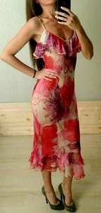 AUTÉNTICO Vestido Vintage Dolce&Gabbana Estampado Floral Rosa Transparente Seda IT 40 - Imagen 1 de 13