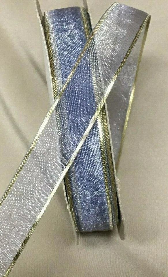 10 Yds. SHEER WISTERIA GOLD EDGE RIBBON 3/4" wide - Image 1 of 1