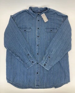 Polo Ralph Lauren Big & Tall Classic Fit Indigo Striped Blue Denim Workshirt - Picture 1 of 7
