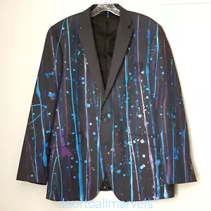1 of 1 Slick Painted Party Blazer Men sz 42 Long Orig. $399 Wearable Art - Picture 1 of 10