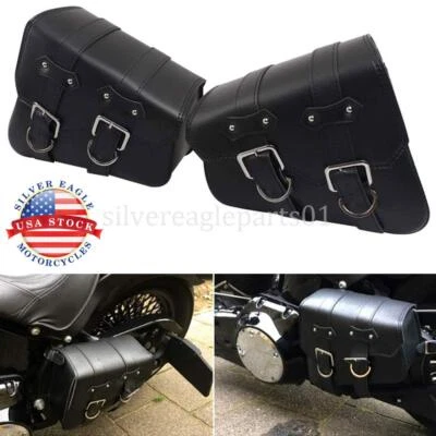 For Harley Davidson Sportster XL883 XL1200 Black Side Storage Luggage Saddle Bag - Image 1 of 4