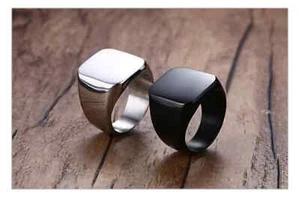 56 - 66 Edelstahl Ring Fingerring Siegelring Herrenring Gravur Goldring Silber - Bild 1 von 11