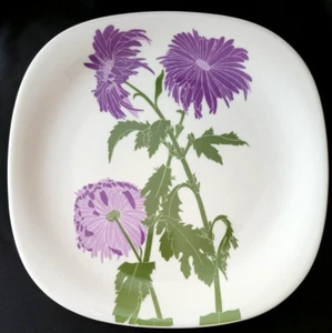 VTG BLOCK FLORAL PORTRAITS CRYSANTHEMUM DINNER PLATE 10 1/4" HENRY EVANS - Picture 1 of 2