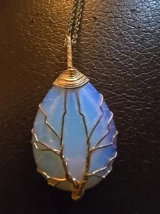 Natürlicher Edelstein Kristall Lebensbaum Halsketten Kupferdraht Wickel Anhänger - Bild 1 von 2