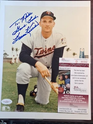 Harmon Killebrew Twins HOF signed 8x10 photo INSCRIBED JSA STICKER &CERT #0342 - Image 1 of 4
