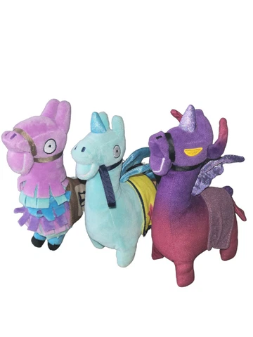Lot of 3 Fortnite Loot Llama & Dark Llamacorn 8" Plush Figures 2018 Epic Games L Cover