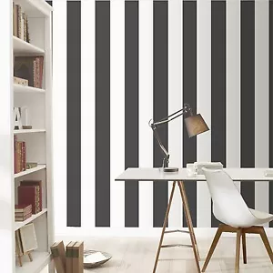 PAPEL PINTADO RAYAS NEGRO/BLANCO - RACH 286694 NUEVO - Imagen 1 de 2