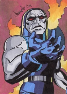 ORIGINAL Justice League - Darkseid 1/1 Hand Drawn Sketch Card ACEO ATC Art - Picture 1 of 3