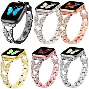 Bling Diamond Butterfly Band Strap for Apple iWatch 9 8 7 6 SE 40/38/41/42/44mm - Picture 1 of 45