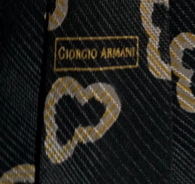Corbata de seda ARMANI abstracta negra plateada dorada Foto 1 de 4