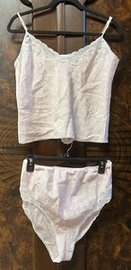 2 Pc Romantic Traditions Vtg Pink Camisole & French Cut Short Lingerie Lace Trim - Picture 1 of 12