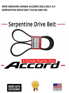 Serpentine Drive Belt Kit #31110-5B0-Y01 Fits Honda Accord 2013-2017 2.4 - Picture 1 of 3