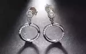 Lab-Created Diamond Round Cut Women's Fancy Drop Earring 14k White Gold Plated - Picture 1 of 5