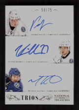 2013-14 National Treasures Ondrej Palat Victor Hedman Michael Kostka Auto /75