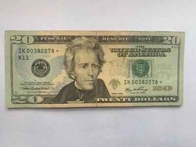 2006 USA 20 Dollar Bill Star Note IK00382278* - Image 1 of 4