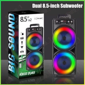 Portable Bluetooth Speaker Subwoofer Heavy Bass Sound System Party Speaker + Mic - Picture 1 of 15