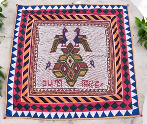 VINTAGE BEADED EMBROIDERY RABARI ETHNIC DOOR WALL TRIBAL HANGING - Picture 1 of 5