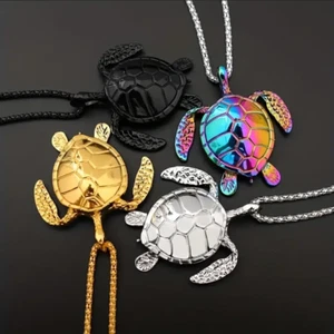 Sea Turtle Stainless Steel Tortoise Pendant Necklace Jewelry - Picture 1 of 12