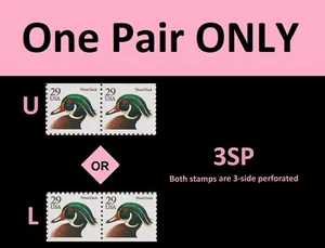 US 2484 Wood Duck Black 29c 3SP horz pair MNH 1991 - Picture 1 of 1