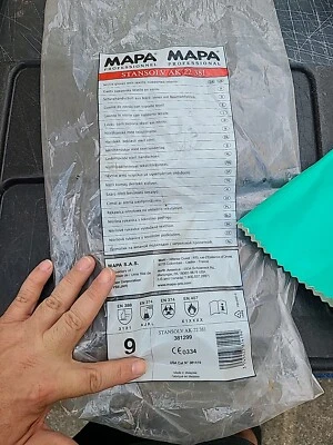 8 pares de guantes de nitrilo forrados de algodón MAPA Stansolv 381 AK-22 381 talla 9 de alta resistencia Foto 1 de 4