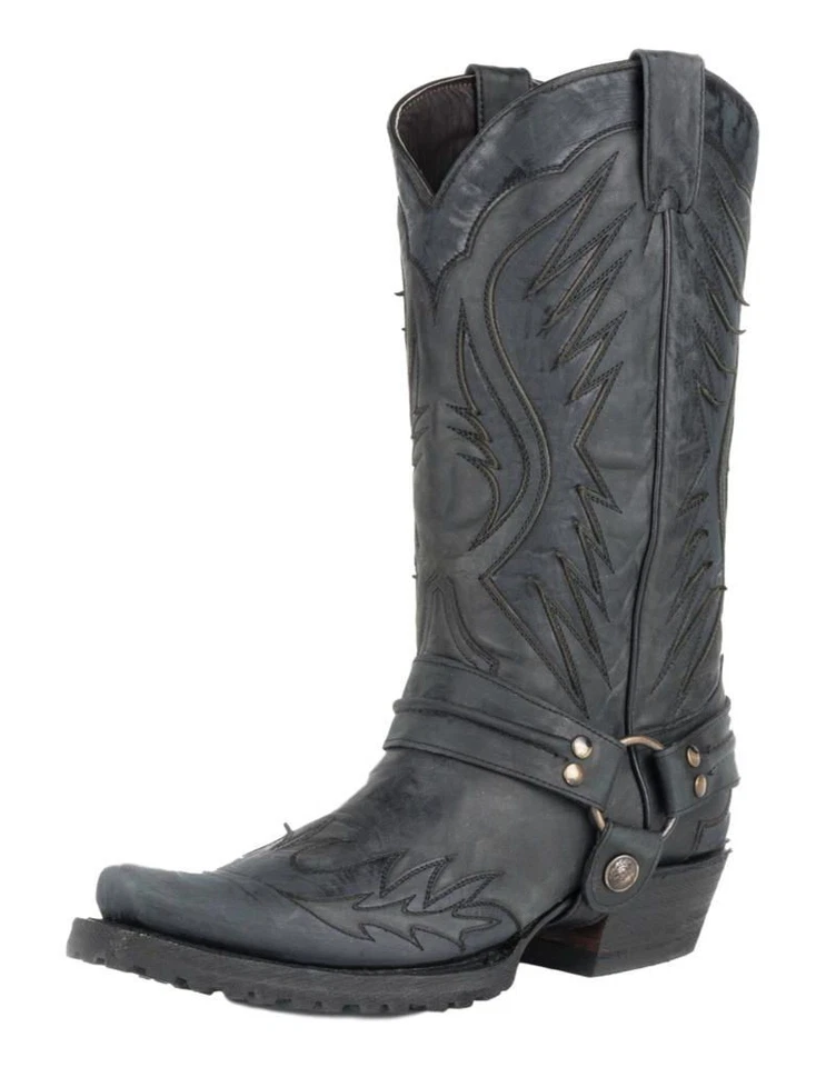 Stetson Western Boots Mens Biker Outlaw Black 12-020-6124-3630 BL - Image 1 of 1
