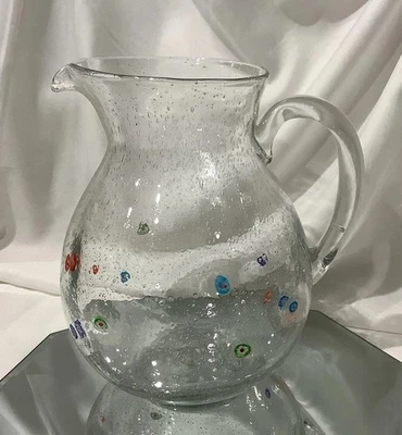 "Jarra de vidrio soplado estilo Murano Millefiori 9"" - Usada en Excelente Condición" Foto 1 de 4