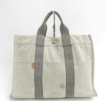 Auténtico bolso de mano de lona Hermes Foure Tout MM F#48017 Foto 1 de 4