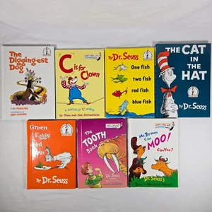 Lot 7 Beginner Kids Learn to Read Hardback Books Dr. Seuss, Berenstain, Perkins - Picture 1 of 2