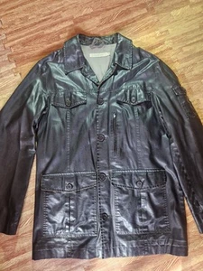 Vintage Mens Black Distressed Rocha John Rocha Faux Leather Jacket - Picture 1 of 3