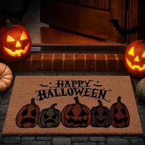 Lanpn Halloween Willkommen Natur Kokos Fußmatte, Bunt Kürbis Kokos Front Do... - Bild 1 von 6