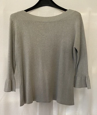 Joseph A. Blusa Top 80% Seda Manga 3/4 Acampanada Gris Metálico Plata Talla L Foto 1 de 4