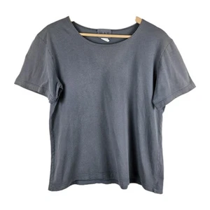 Flax Tshirt Womens Size Small Slate Blue Casual Cotton Lagenlook Cropped USA - Picture 1 of 8