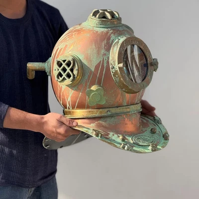 Réplica de casco de buceo verde antiguo de la Marina de los Estados Unidos Mark V con regalo gratis - decoración marina Foto 1 de 4