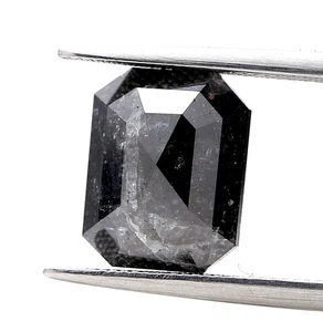 Diamante corte esmeralda 4+ct negro corte brillante diamante natural suelto - Imagen 1 de 13