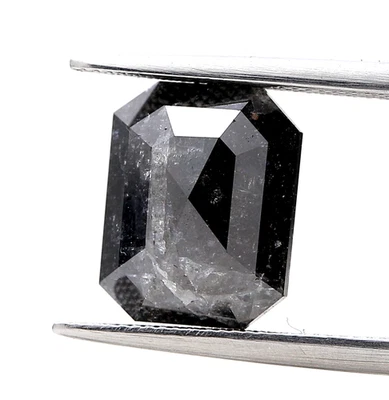 emerald cut diamond 4+ct black brilliant natural loose diamond - Image 1 of 4