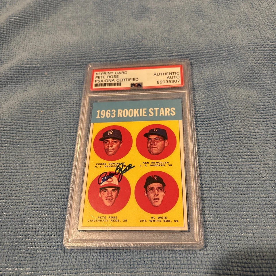 Tarjeta de reimpresión autógrafa auténtica Rookie Stars 1963 Pete Rose Foto 1 de 2