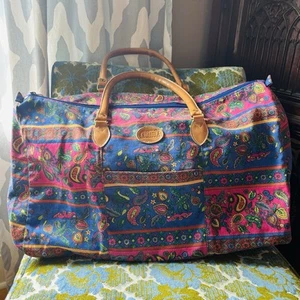 90s GITANO Paisley Canvas Duffle Bag Overnight Weekender Bag Boho Grunge - Picture 1 of 11