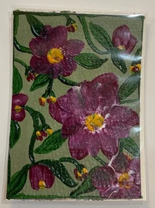ACEO “Tangled Bloom” Acquerello Acrilico Carta Arte Originale Nellis 2,5” X 3,5” - Foto 1 di 2