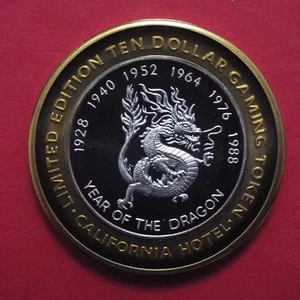 Silver Strike Sam Boyd's California 1995 $10 Casino Hotel - Año de la Serpiente - Imagen 1 de 14