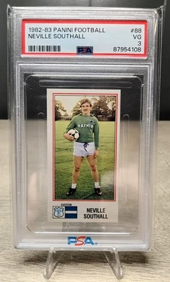1982-83 Panini Football UK 83 #88 Neville Southall Rookie Sticker Card PSA 3 RC - Image 1 of 2