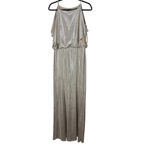 Lauren Ralph Lauren Metallic-Schimmer Cold Shoulder formelles Maxikleid Kleid 12 - Bild 1 von 7